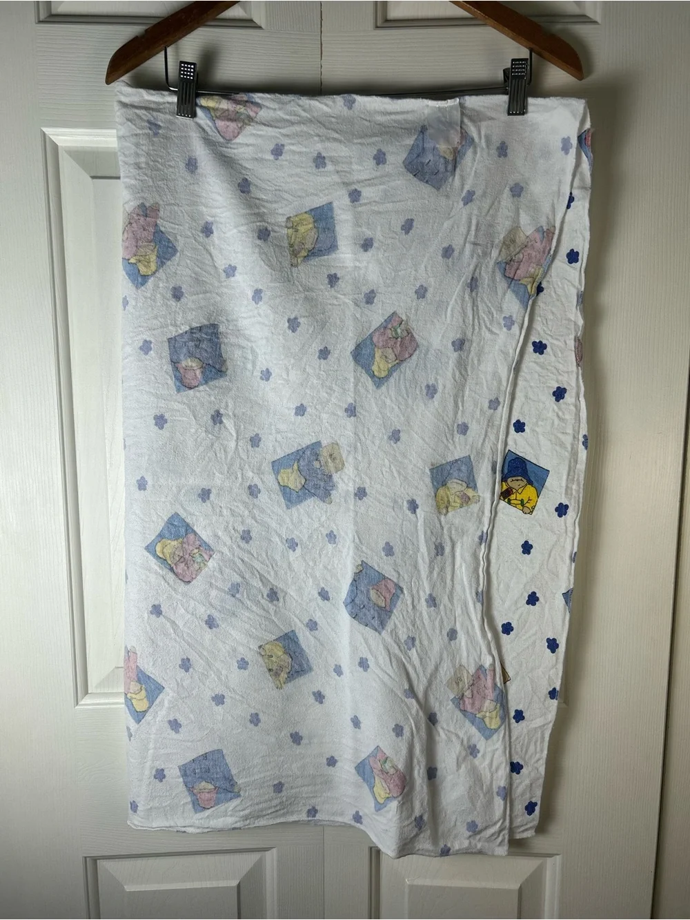 Vintage Paddington Bear Baby Receiving Blanket Flannel Raincoat Suitcase 90's